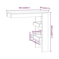 Table de bar murale Gris Béton 102x45x103,5cm Bois d'ingénierie
