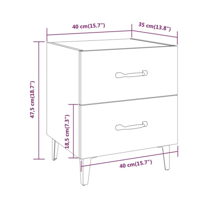 Tables de chevet 2 pcs Chêne sonoma 40x35x47,5 cm