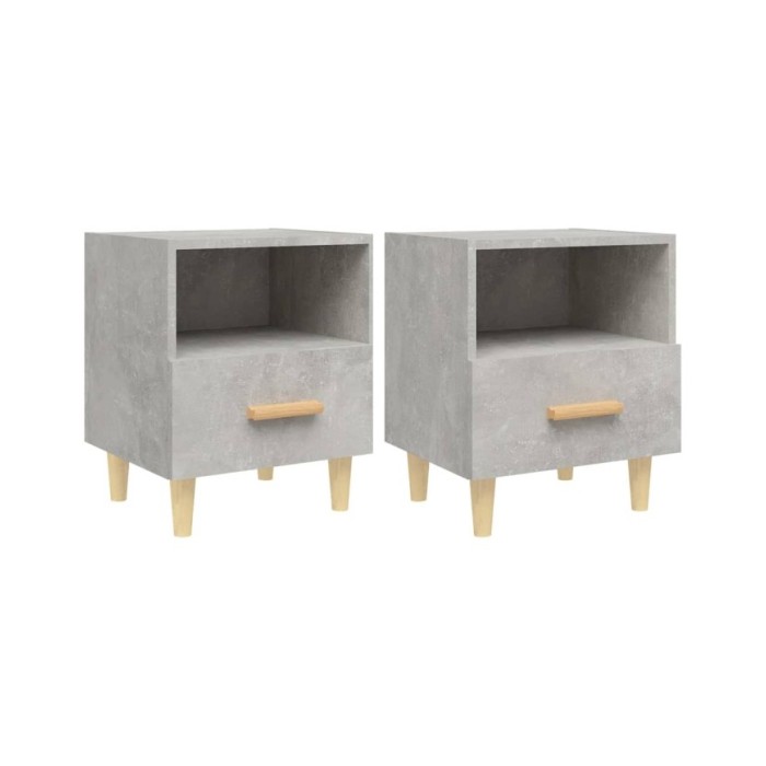 Tables de chevet 2 pcs Gris béton 40x35x47 cm