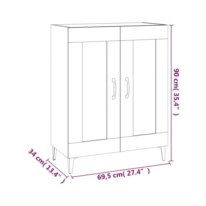 Buffet Gris béton 69,5x34x90 cm Bois d'ingénierie
