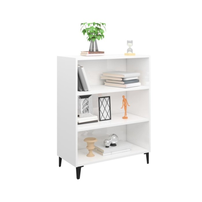 Buffet Blanc brillant 69,5x32,5x90 cm Bois d'ingénierie