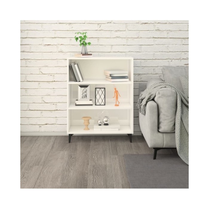 Buffet Blanc brillant 69,5x32,5x90 cm Bois d'ingénierie
