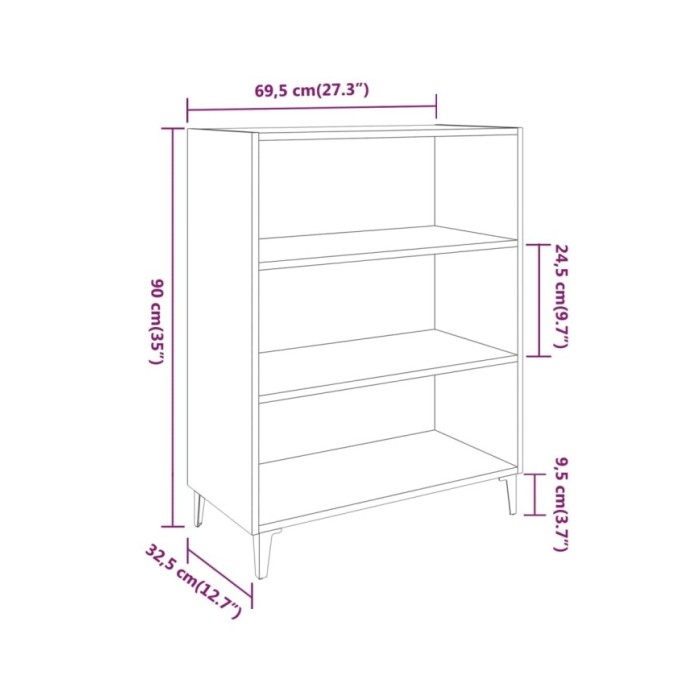 Buffet Blanc brillant 69,5x32,5x90 cm Bois d'ingénierie