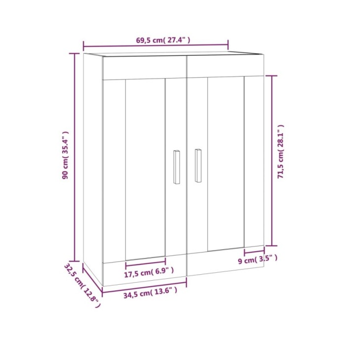 Armoire murale Noir 69,5x32,5x90 cm Bois d'ingénierie