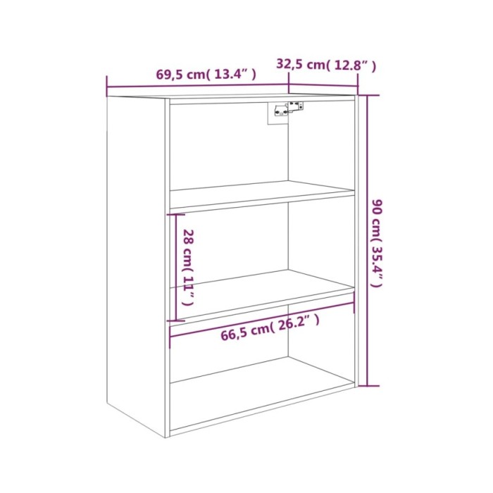 Armoire murale suspendue Chêne sonoma 69,5x32,5x90 cm