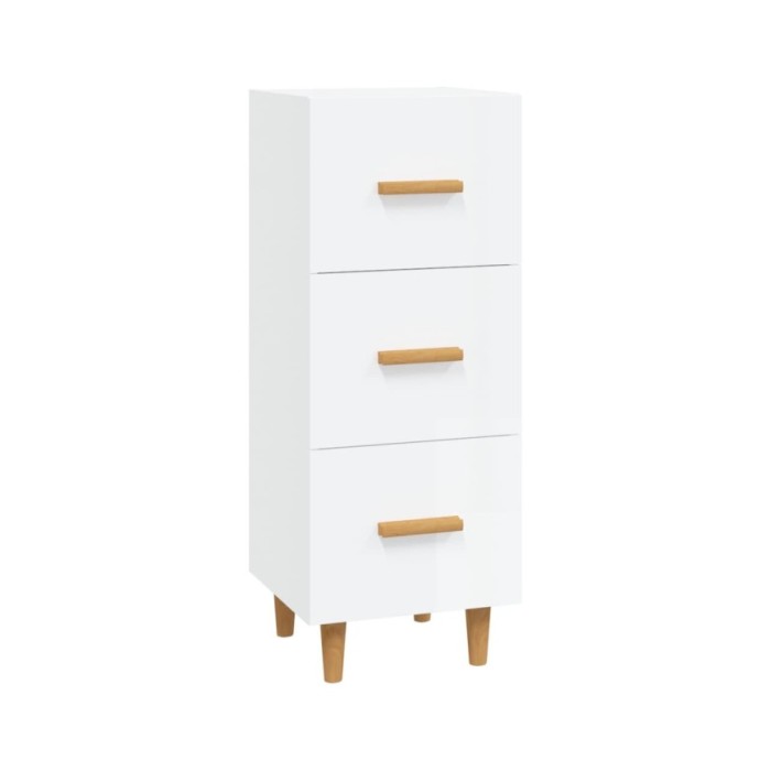 Buffet Blanc brillant 34,5x34x90 cm Bois d'ingénierie