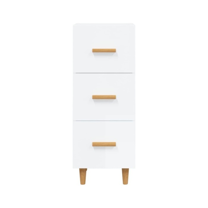 Buffet Blanc brillant 34,5x34x90 cm Bois d'ingénierie