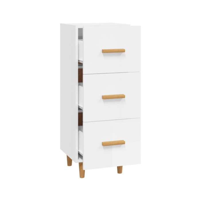Buffet Blanc brillant 34,5x34x90 cm Bois d'ingénierie