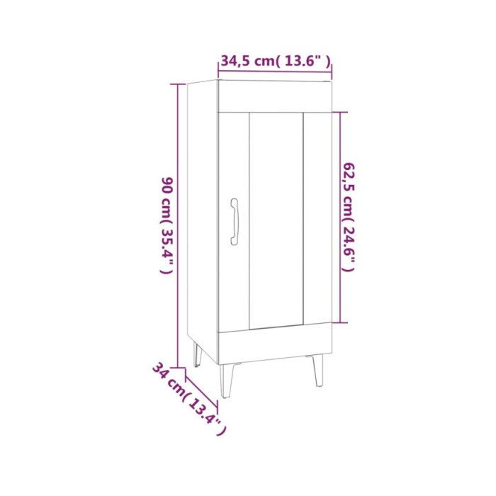 Buffet Chêne sonoma 34,5x34x90 cm Bois d'ingénierie