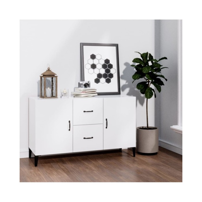 Buffet Blanc brillant 100x36x60 cm Bois d'ingénierie