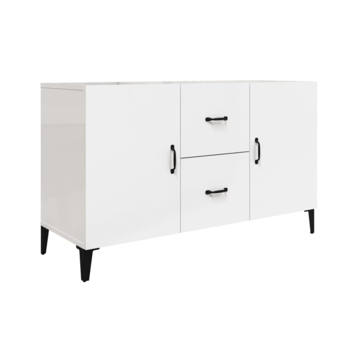 Buffet Blanc brillant 100x36x60 cm Bois d'ingénierie