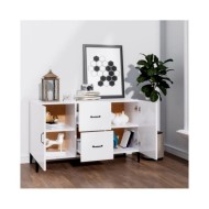 Buffet Blanc brillant 100x36x60 cm Bois d'ingénierie