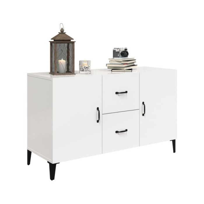 Buffet Blanc brillant 100x36x60 cm Bois d'ingénierie