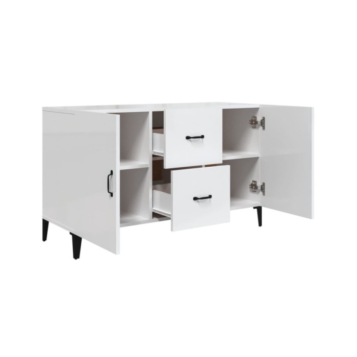 Buffet Blanc brillant 100x36x60 cm Bois d'ingénierie