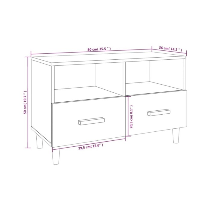 Meuble TV Chêne sonoma 80x36x50 cm Bois d'ingénierie
