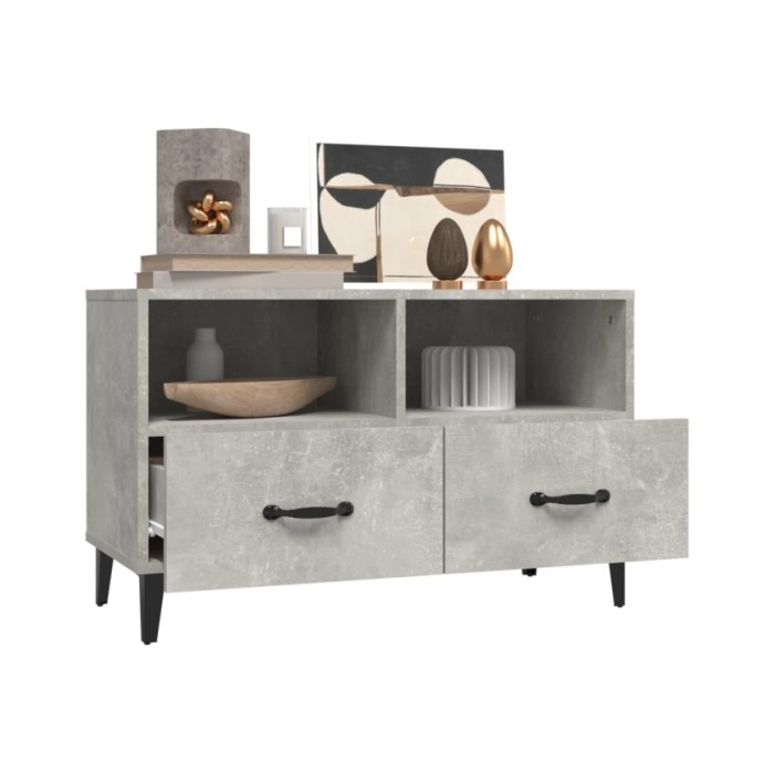 Meuble TV Gris béton 80x36x50 cm Bois d'ingénierie