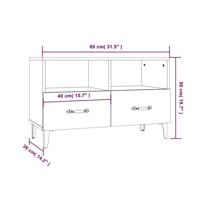 Meuble TV Gris béton 80x36x50 cm Bois d'ingénierie
