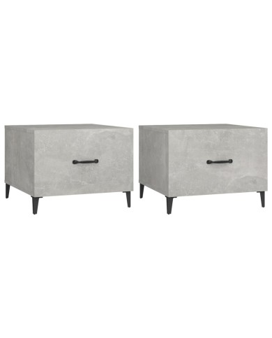 Tables basses avec pieds en métal 2 pcs Gris béton 50x50x40 cm