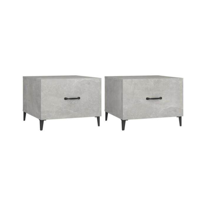 Tables basses avec pieds en métal 2 pcs Gris béton 50x50x40 cm