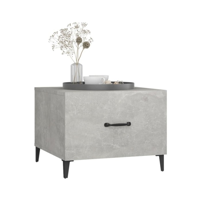 Tables basses avec pieds en métal 2 pcs Gris béton 50x50x40 cm