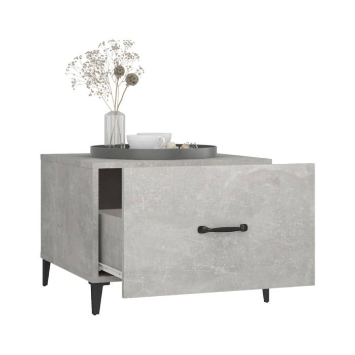 Tables basses avec pieds en métal 2 pcs Gris béton 50x50x40 cm