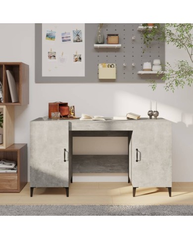 Bureau Gris béton 140x50x75 cm Bois d'ingénierie