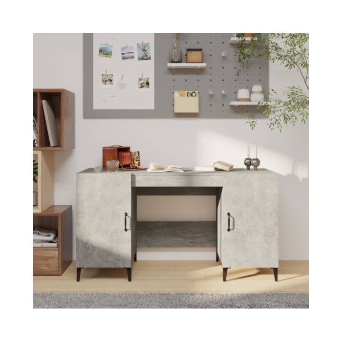 Bureau Gris béton 140x50x75 cm Bois d'ingénierie