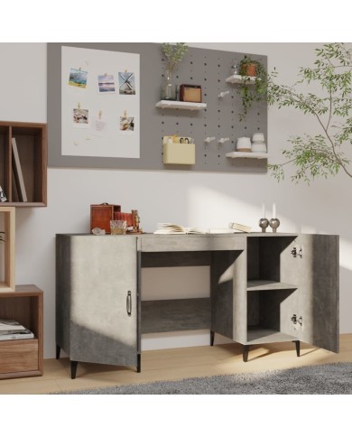 Bureau Gris béton 140x50x75 cm Bois d'ingénierie