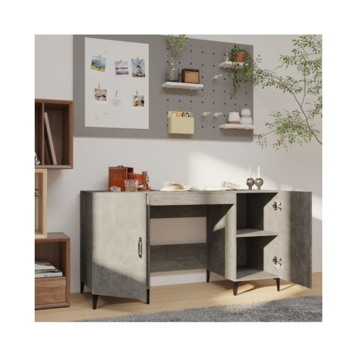 Bureau Gris béton 140x50x75 cm Bois d'ingénierie