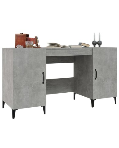 Bureau Gris béton 140x50x75 cm Bois d'ingénierie