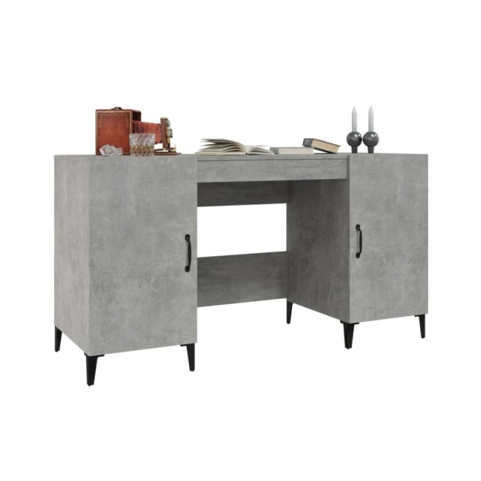 Bureau Gris béton 140x50x75 cm Bois d'ingénierie