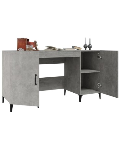 Bureau Gris béton 140x50x75 cm Bois d'ingénierie