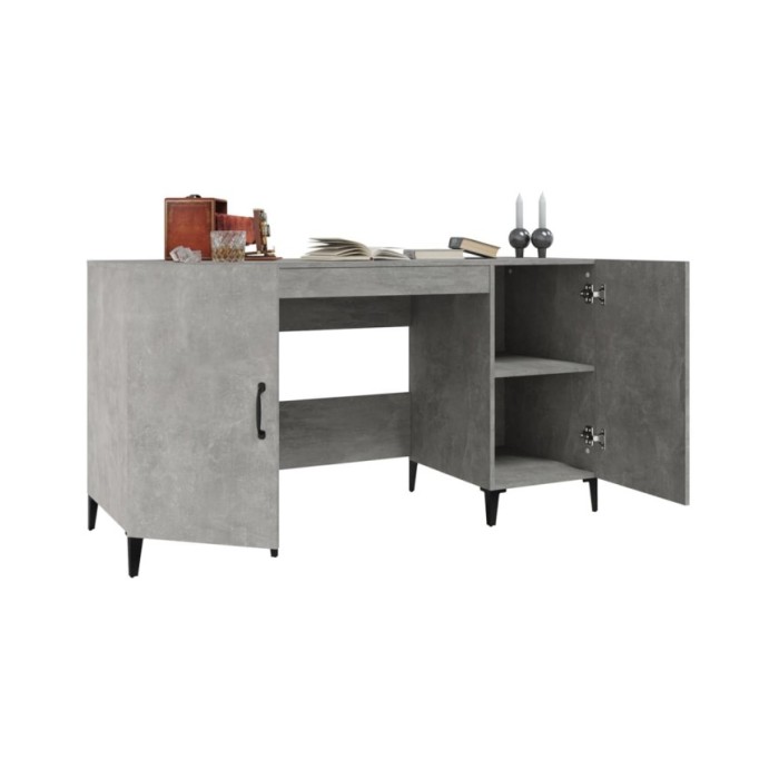 Bureau Gris béton 140x50x75 cm Bois d'ingénierie