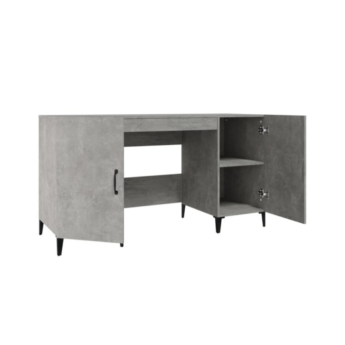 Bureau Gris béton 140x50x75 cm Bois d'ingénierie