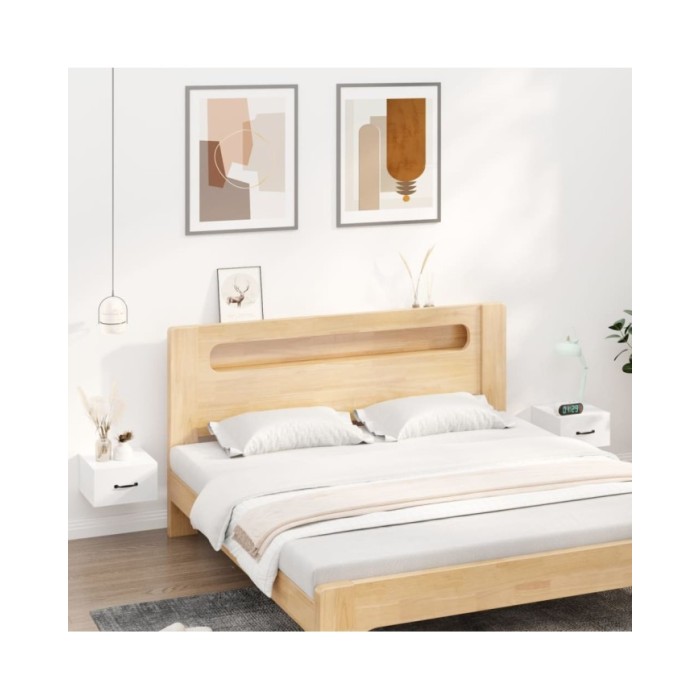 Tables de chevet murales 2 pcs Blanc brillant 35x35x20 cm  