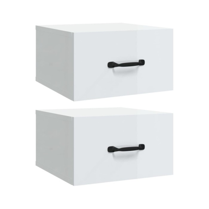 Tables de chevet murales 2 pcs Blanc brillant 35x35x20 cm  