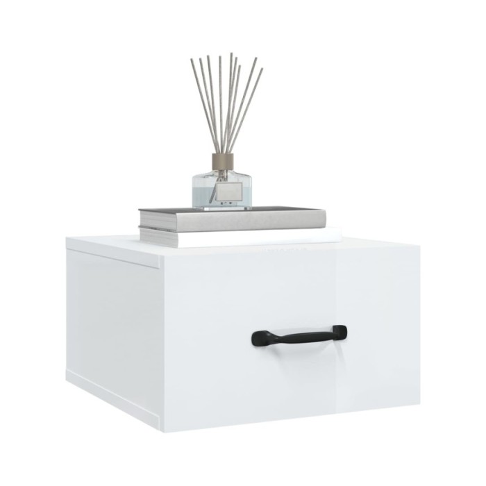 Tables de chevet murales 2 pcs Blanc brillant 35x35x20 cm  