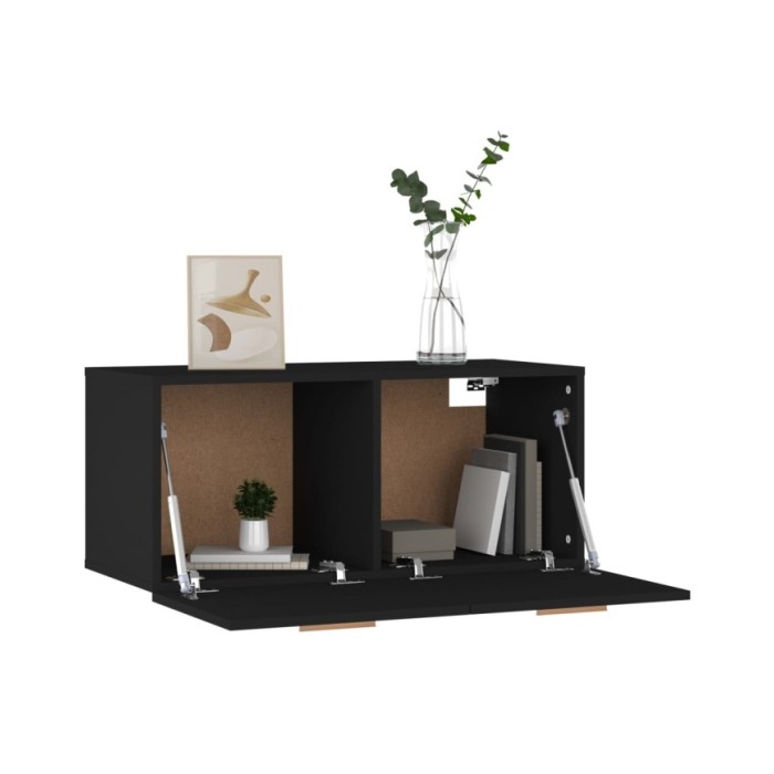 Armoire murale Noir 80x35x36,5 cm Bois d'ingénierie
