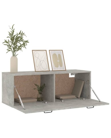 Armoire murale Gris béton 100x36,5x35 cm Bois d'ingénierie