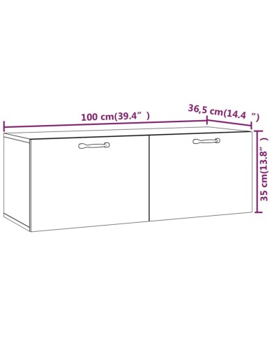 Armoire murale Gris béton 100x36,5x35 cm Bois d'ingénierie