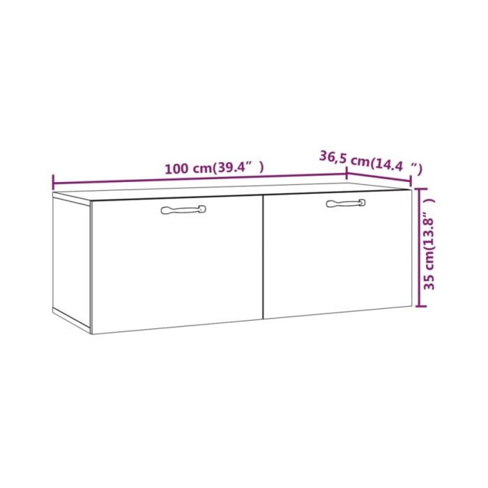 Armoire murale Gris béton 100x36,5x35 cm Bois d'ingénierie