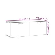 Armoire murale Gris béton 100x36,5x35 cm Bois d'ingénierie