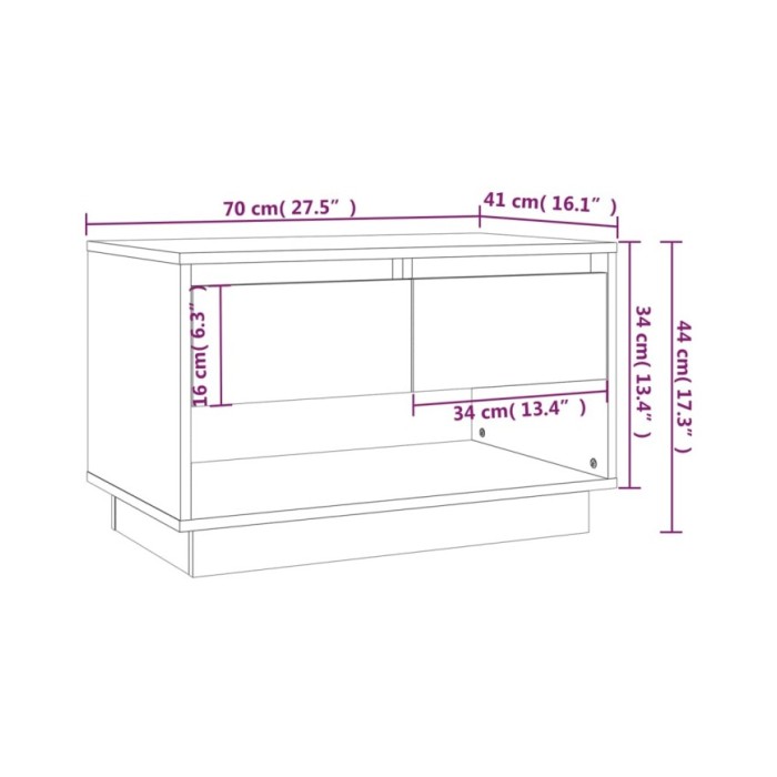 Meuble TV Chêne fumé 70x41x44 cm Aggloméré