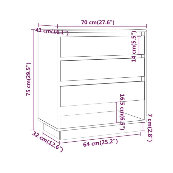 Buffet Chêne marron 70x41x75 cm Aggloméré