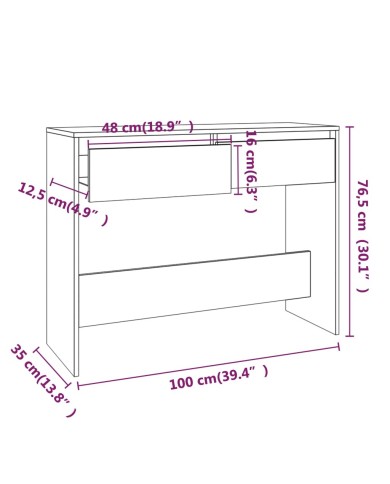 Table console Chêne fumé 100x35x76,5 cm Aggloméré 