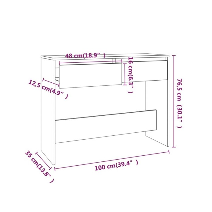 Table console Chêne fumé 100x35x76,5 cm Aggloméré 
