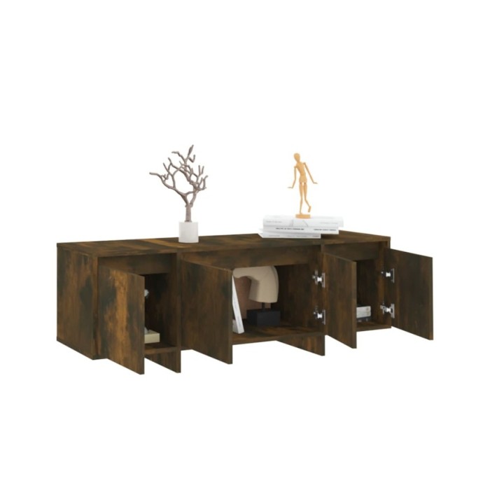 Meuble TV Chêne fumé 120x30x40,5 cm Aggloméré