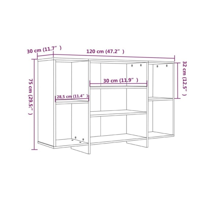 Buffet Chêne fumé 120x30x75 cm Aggloméré