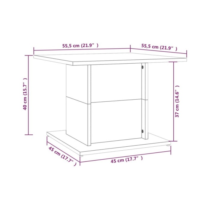 Table basse Chêne fumé 55,5x55,5x40 cm Aggloméré