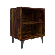 Tables de chevet pieds en métal 2 pcs Chêne fumé 40x30x50 cm